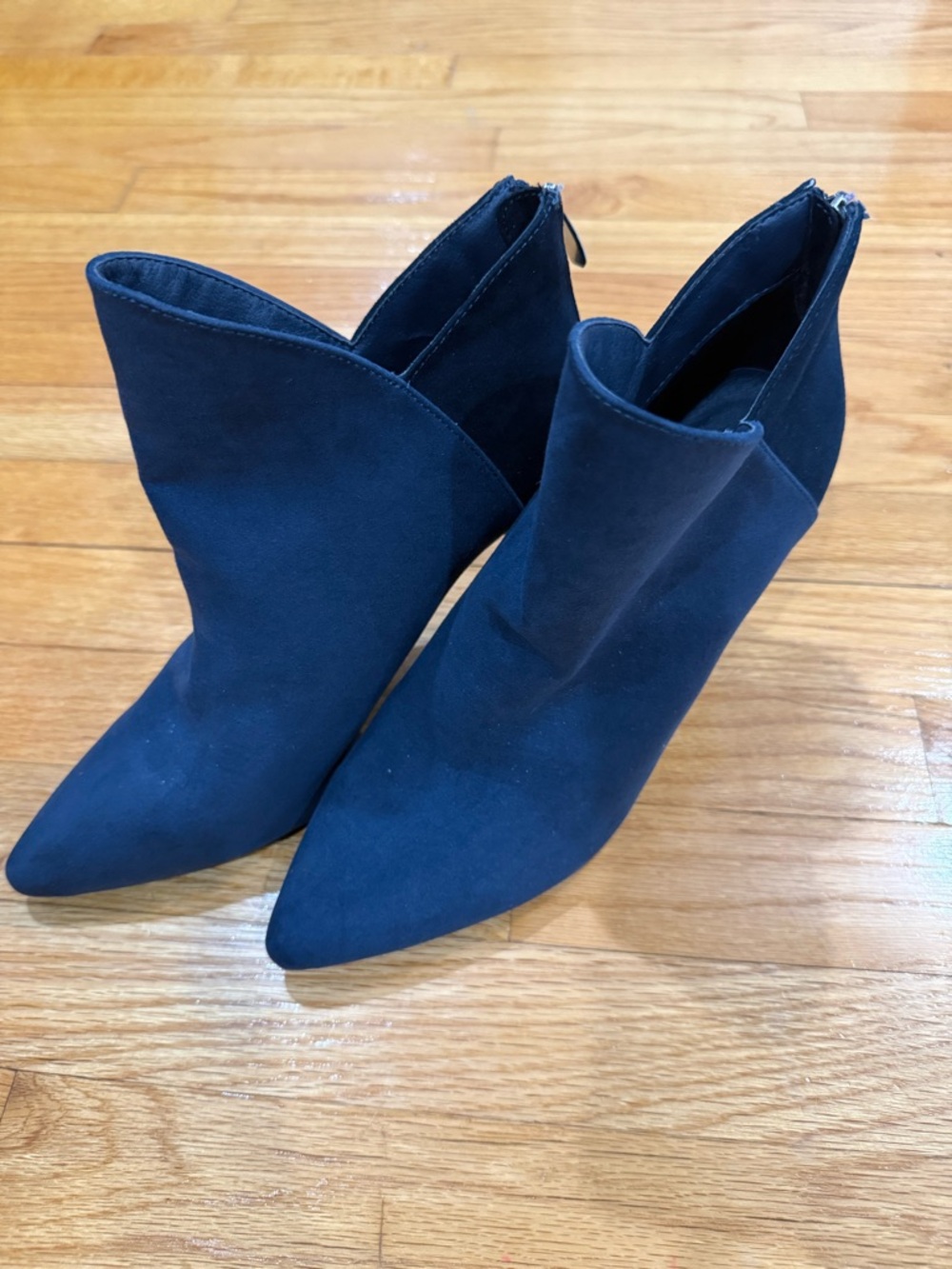 New York & Company Navy Pointed Toe Suede Ankle Booties